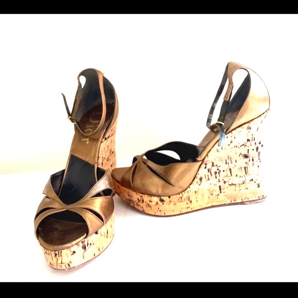 Dior Shoes - Christian Dior Bronze Gold Wedges size 37